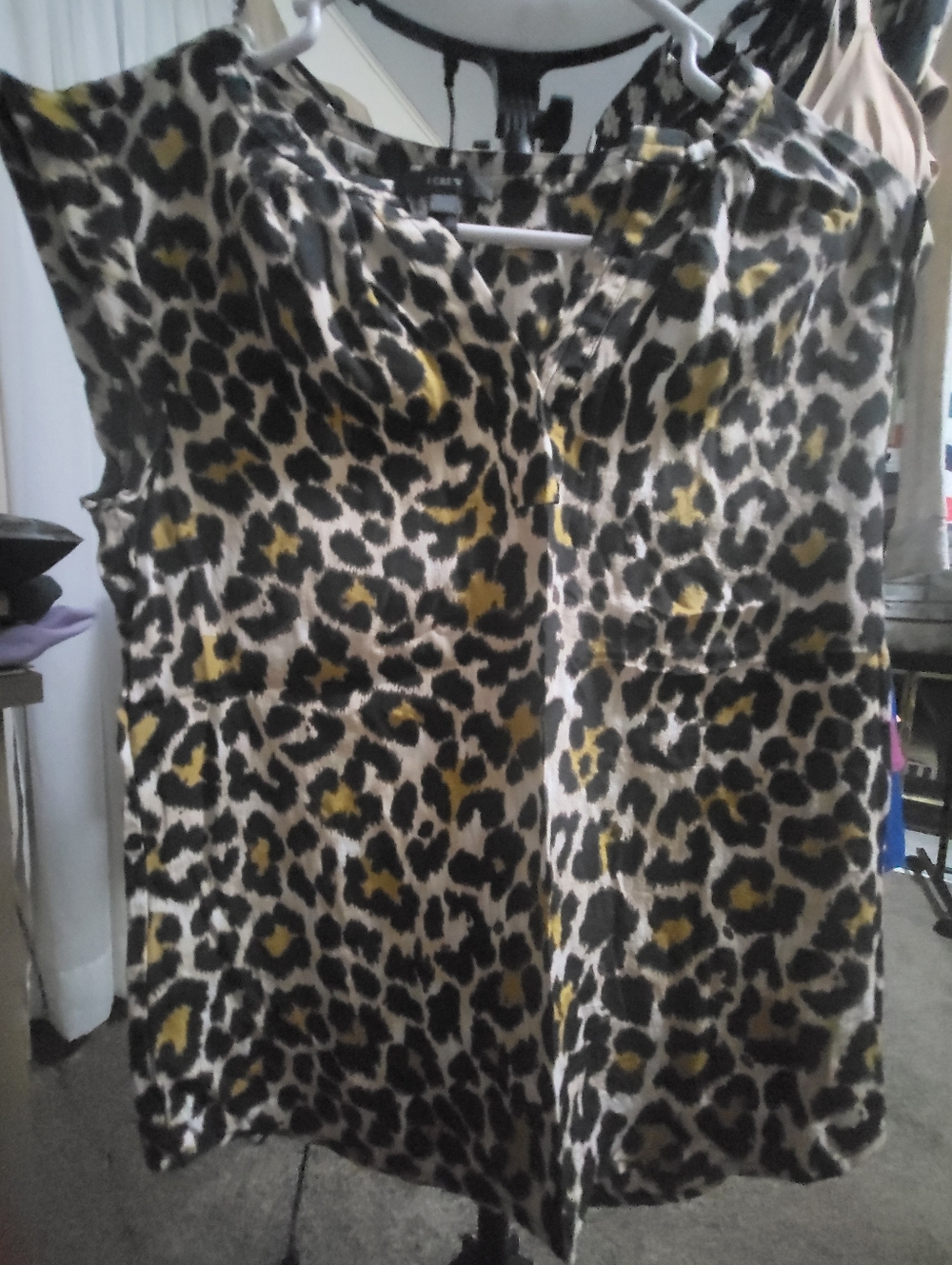 J. Crew Leopard Print Sleeveless Top in Black, Cream & Mustard